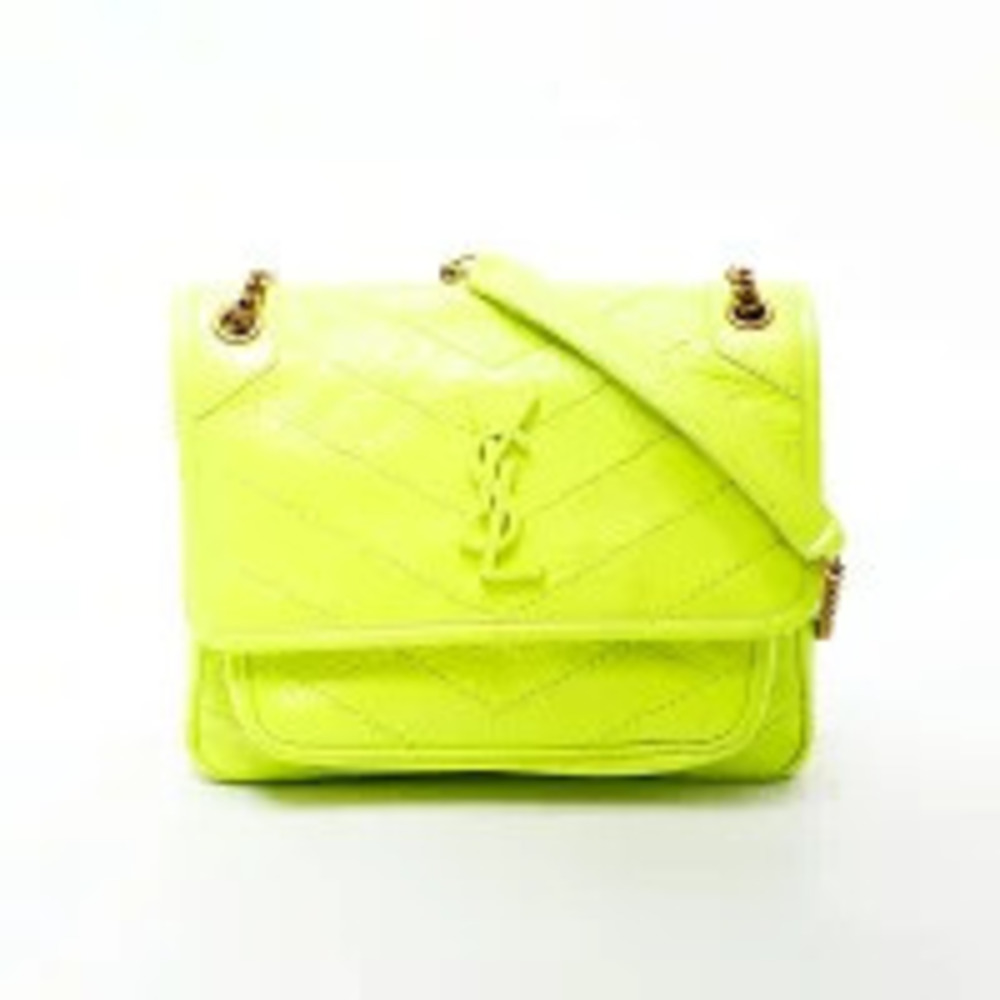 Saint Laurent  Yves fluorescent shoulder yellow leather bag Niki